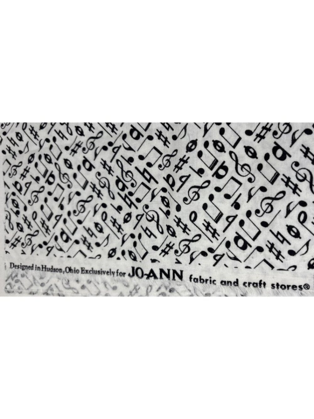 Musical Notes Fabric Cotton 16x44" Black Notes on White JoAnn Craft - Picture 5 of 14